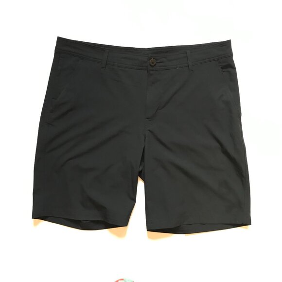 Columbia Regular Fit Flat Front Hybrid Shorts Mens 38 Black 10" Inseam Polyester - Picture 1 of 9